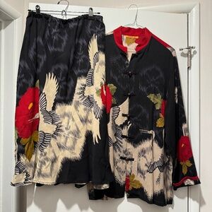 Vintage Harari Silk Skirt and Blouse Set